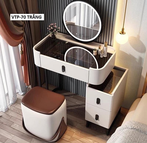 Bàn nữ trang mặt kính nhập khẩu rộng 70cm BP97