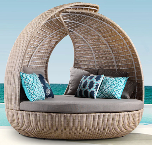 Giường vòm nhựa giả mây cao cấp ngoài trời GVN08 ghế sofa nệm gối