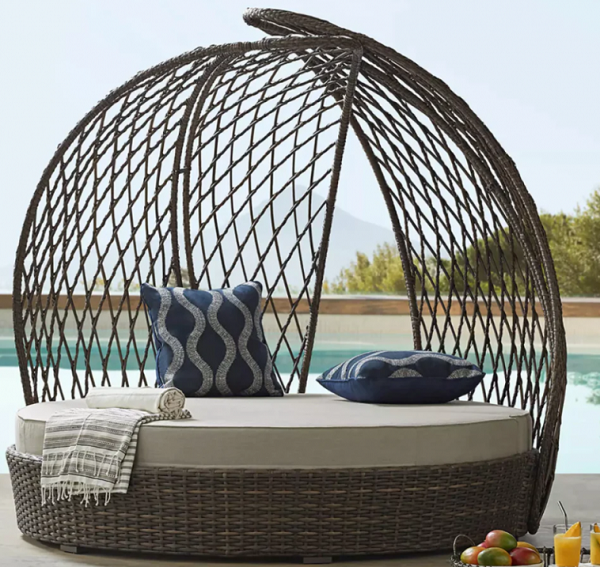 Giường vòm nan nhựa giả mây sân thượng GVN21 HomeGiường bể bơi mây nhựaGiường vòm nan nhựa giả mây sân thượng GVN21