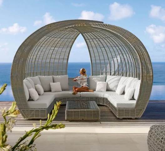 Giường vòm sofa tắm nắng resort view biển GVN28 sợi nhựa khung thép