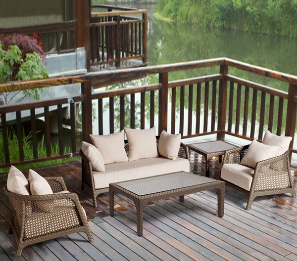 Bộ bàn ghế sofa nan nhựa đan sang trọng SFN02 trong và ngoài ngôi nhà