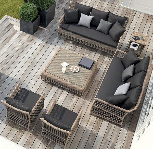 Bộ sofa mây nhựa phong cách hiện đại ngoài trời SFN07 màu sắc đa dạng