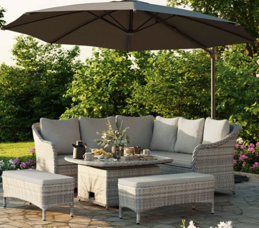 Sofa góc nhựa giả mây village, resort SFN11 thiết kế sang trọng hiện đại