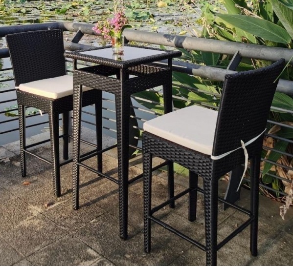 Ghế bar nhựa giả mây quán cafe GBN02 mây nhựa cao cấp nhà hàng
