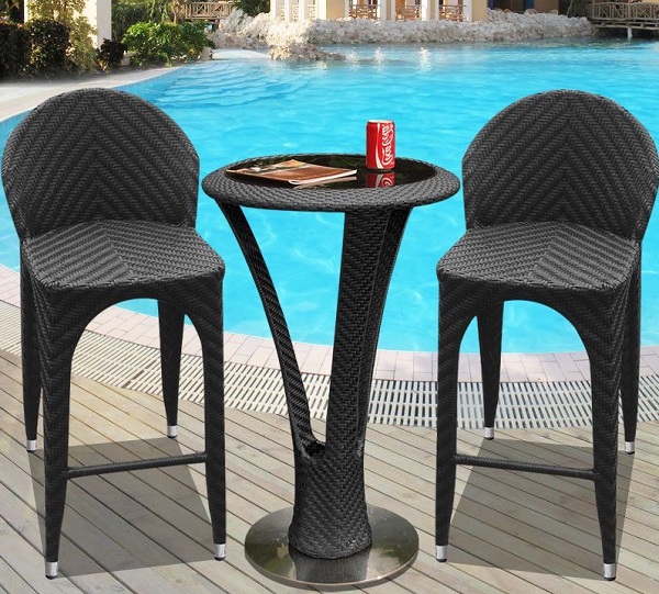 Ghế bar nhựa giả mây bể bơi khách sạn GBN05 thiết kế thon gọn