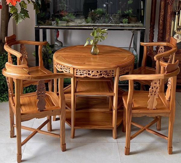 Bộ bàn ghế gỗ gõ tự nhiên 2 bàn, 4 ghế BTG3