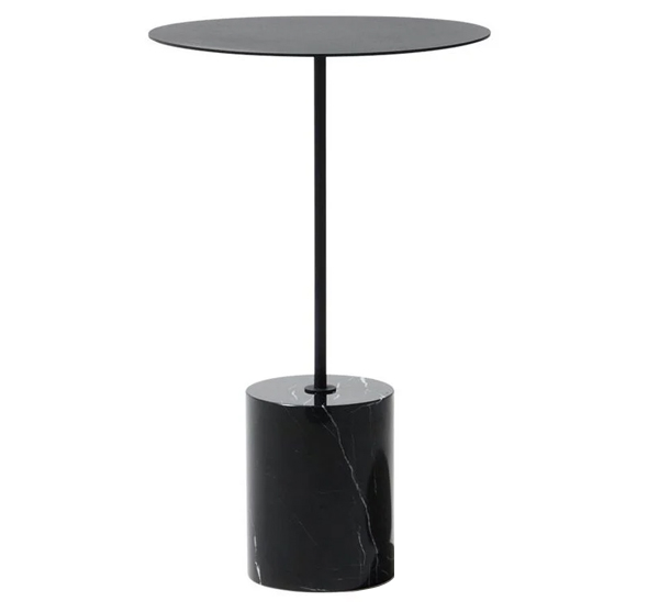 Bàn tab phòng khách đế bằng đá đen trụ, mặt sắt sơn tĩnh điện HBS04-G