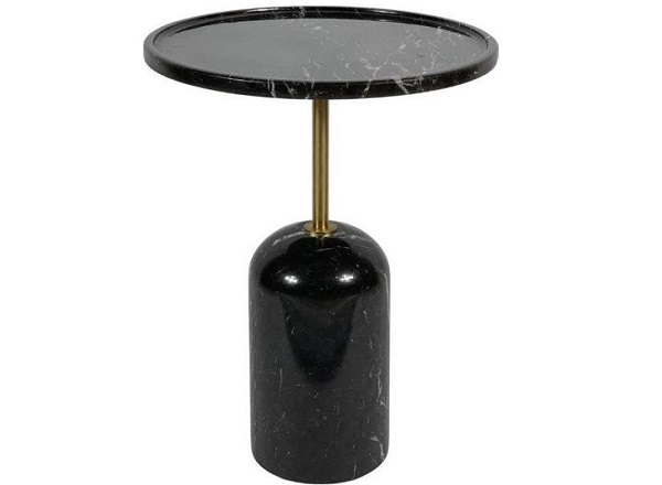 Bàn tab đế đá đen hình trụ tròn, trụ inox 304 mạ vàng, mặt đá đen HBS7-A
