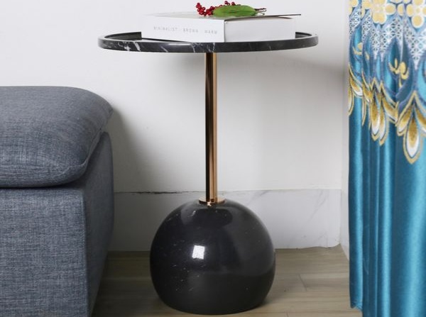 Bàn tab đế đá đen trụ inox 304 mạ vàng mặt đá đen HBS14-A